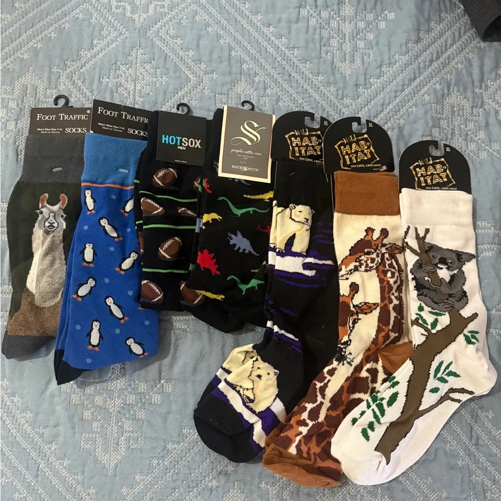 Assorted Fun Men’s Socks - Picture 1 of 5
